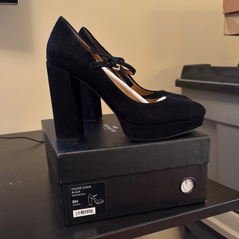Coach Black Suede Heels